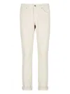 Dondup Straight Trousers With Rolled Cuffs And Pockets In Neutral