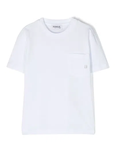 Dondup Kids' Logo Plaque Patch Pocket T-shirt In White