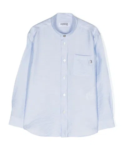 Dondup Logo-plaque Striped Shirt In Blue