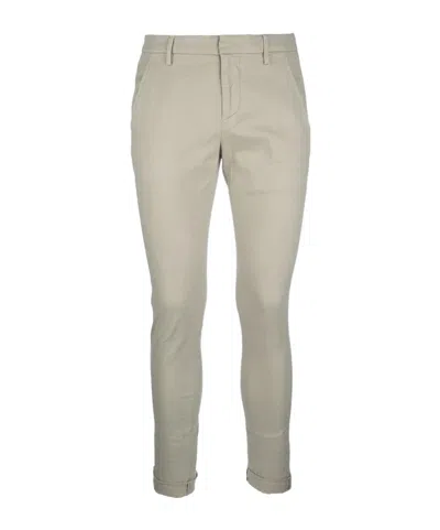 Dondup Logo-plaque Trousers In Neutral