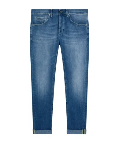 Dondup Logo-print Tapered Jeans In Blue