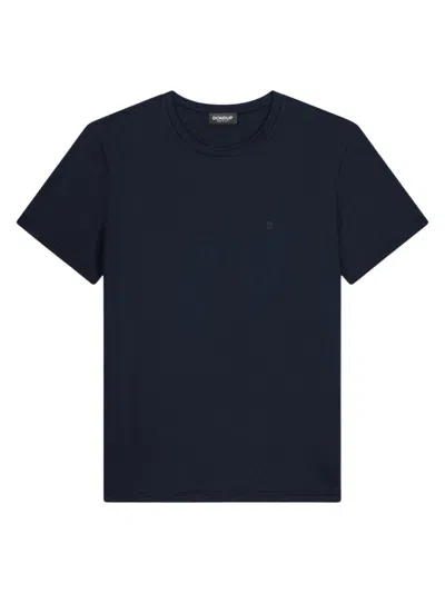 Dondup Logo Round Neck Short Sleeve T-shirt For Men In Blue