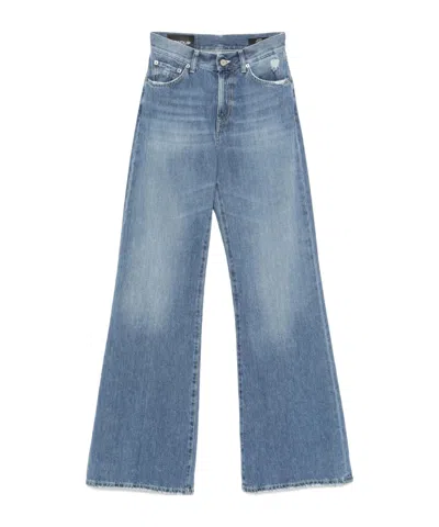 Dondup Logo Wide-leg Jeans In Blue