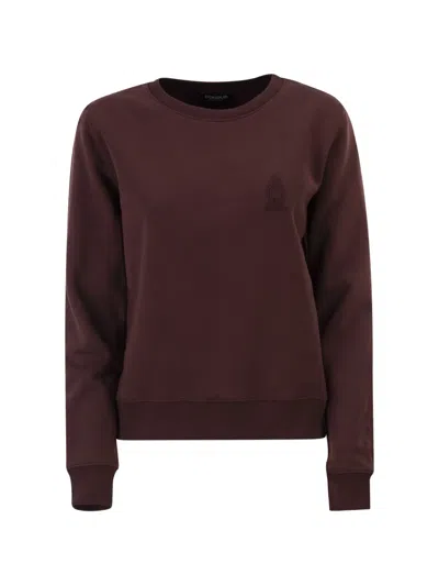 Dondup Logo-embroidered Crew-neck Sweatshirt In Brown