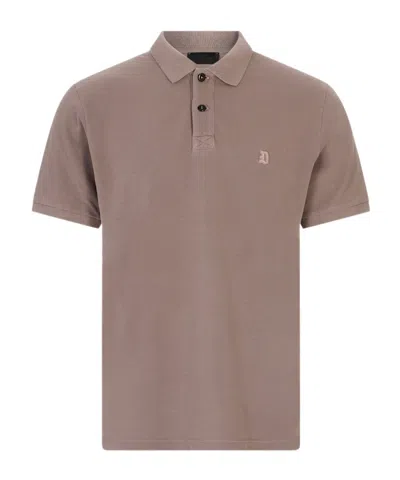 Dondup Logo-embroidered Piqué Polo Shirt In Brown