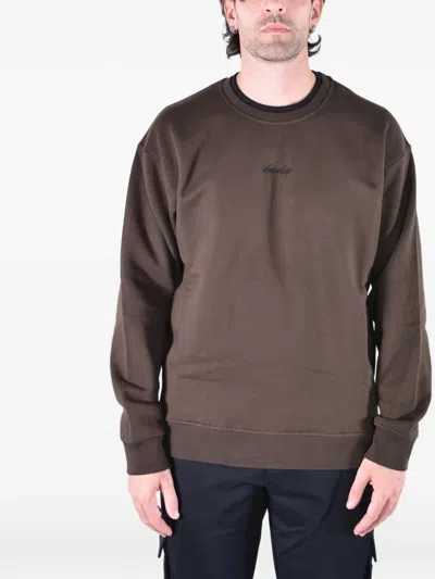 Dondup Logo-embroidered Ribbed-trim Sweatshirt In Burgundy