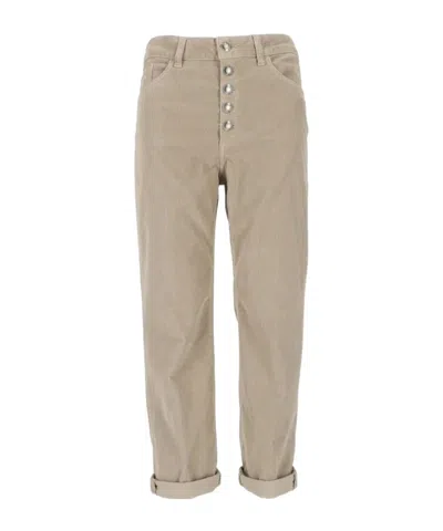 Dondup Logo-patch Cropped Trousers In Neutral