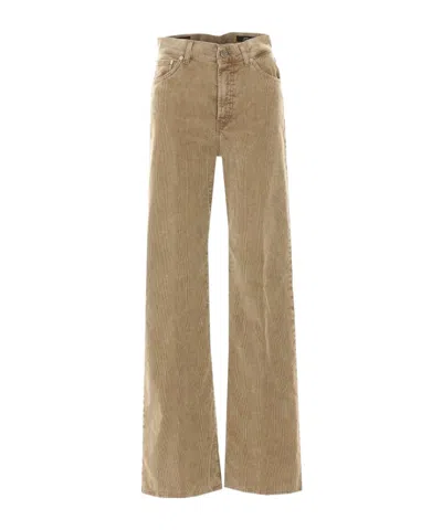 Dondup Logo-patch Denim Trousers In Brown