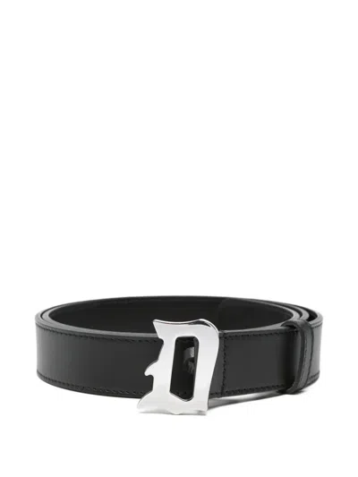 Dondup Logo-plaque Belt In Black