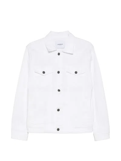 Dondup Logo-plaque Button-down Denim Jacket In White