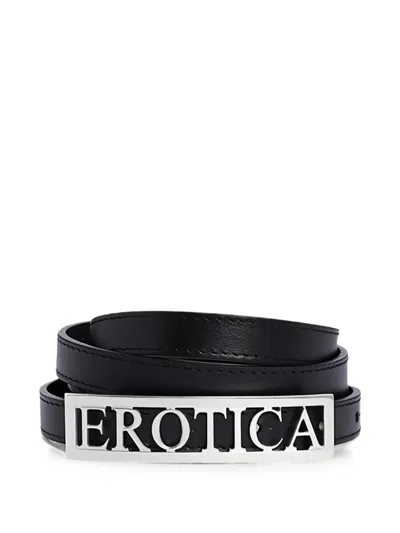Dondup Logo-plaque Leather Belt In Blue