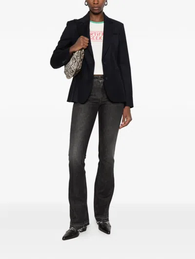 Dondup Logo-plaque Single-breasted Blazer In Blue