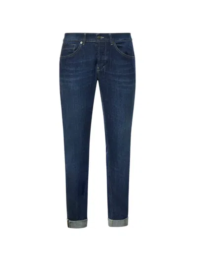 Dondup Logo-plaque Slim-fit Jeans In Blue