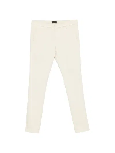 Dondup Logo-plaque Slim-fit Trousers In White