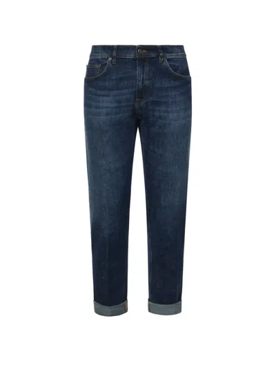 Dondup Logo-plaque Turn-up Jeans In Blue