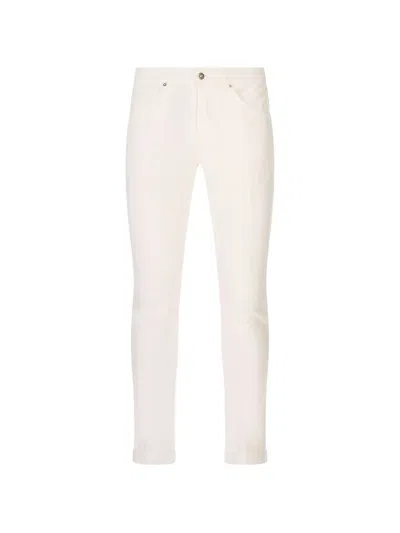 Dondup Logo-plaque Turn-up Slim-fit Jeans In Neutral