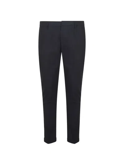 Dondup Logo-plaque Turn-up Trousers In Black