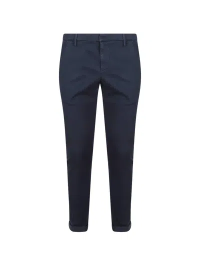 Dondup Logo-plaque Turn-up-hem Trousers In Blue
