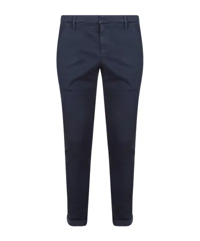 Dondup Gaubert Cotton Trousers With Roll-up Ankle Cuffs In Blue