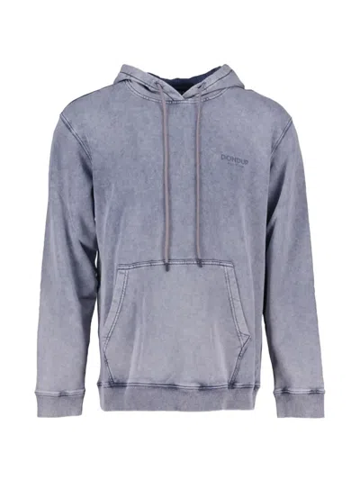 Dondup Logo-print Kangaroo-pocket Hoodie In Gray