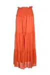 Dondup Long Chiffon Skirt Slit - Orange In Red