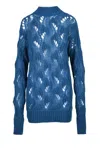 Dondup Long Openwork Knit - Blue In Blue