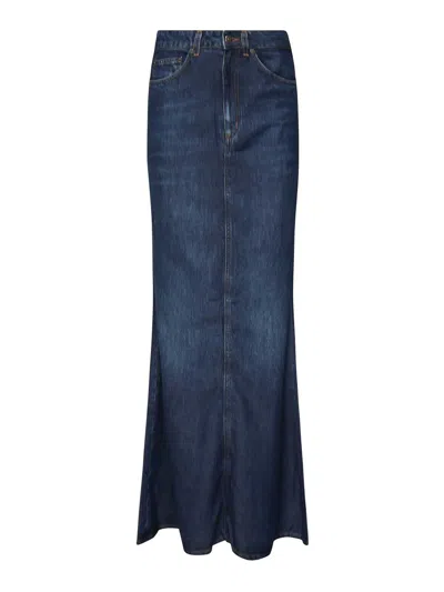 Dondup Long Skirt In Lyocell In Blue