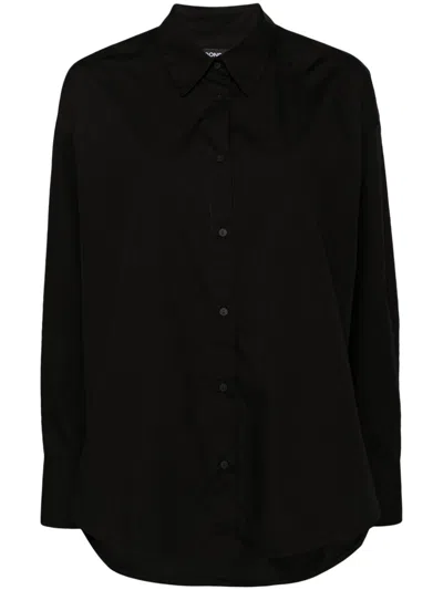 Dondup Long-sleeve Cotton Shirt In Black
