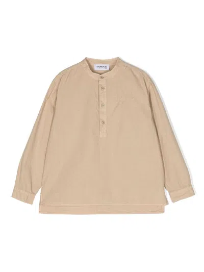 Dondup Kids' Long-sleeve Cotton Shirt In Neutrals