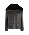 Dondup Double-zip Leather Jacket With Luxurious Fur Collar In Black