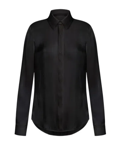 Dondup Satin-finish Long-sleeve Shirt In Black