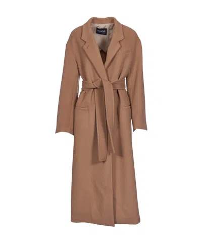 Dondup Long-sleeved Coat In Brown
