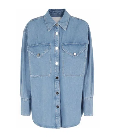 Dondup Long-sleeved Denim Jacket In Blue