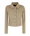 Dondup Buttoned Denim Cropped Jacket In Neutral