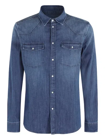 Dondup Long-sleeved Denim Shirt In Black