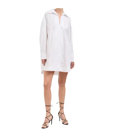 Dondup Long-sleeved Dress In White