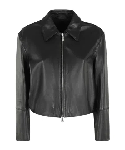 DONDUP LONG-SLEEVED LEATHER JACKET