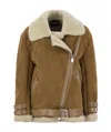 Dondup Loose Shearling Jacket In Brown