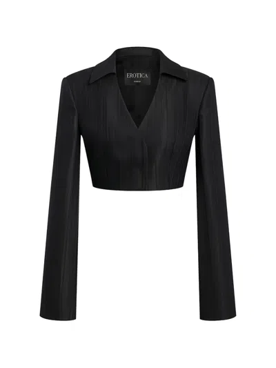 Dondup Long-sleeve Cropped Jacket In Black