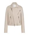 Dondup Long-sleeved Leather Jacket In Neutral