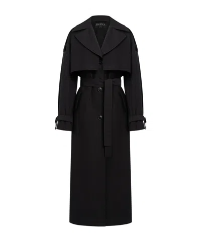 Dondup Long-sleeved Trench Coat In Black