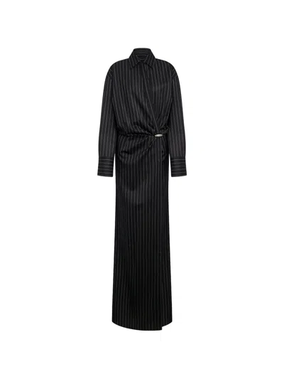 Dondup Long-sleeves Maxi Dress In Black