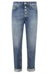 Dondup Loose Fit Cropped Denim Jeans In Grey