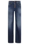 Dondup Medium Blue Straight-leg Jeans With Button Closure In Blue