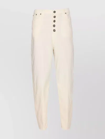 Dondup Loose Fit Velvet Effect Trousers With Pockets In Neutral