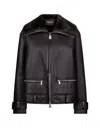Dondup Loose-fitting High Collar Leather Jacket In Black