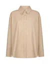 Dondup Loose-fitting Long-sleeved Poplin Shirt In Brown