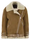 Dondup Loose Shearling Jacket In Brown