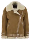 Dondup Loose Shearling Jacket In Caramel
