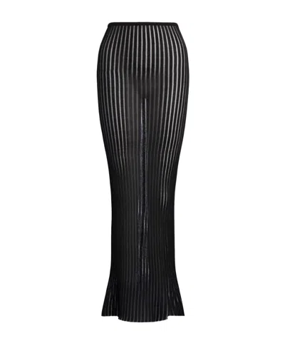 Dondup Sheer-knit Maxi Skirt In Black